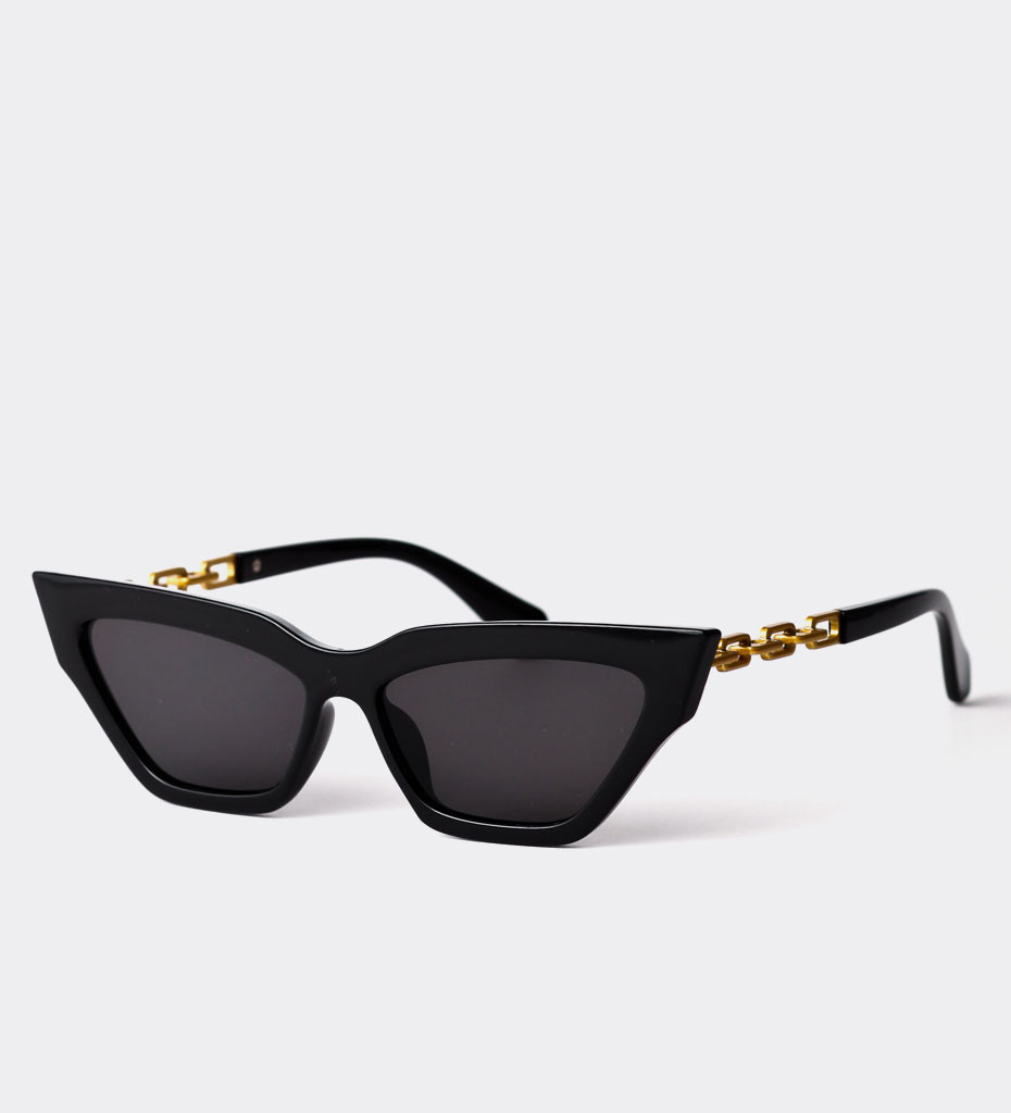 Roseau Black, modne okulary koty z łańcuszkiem