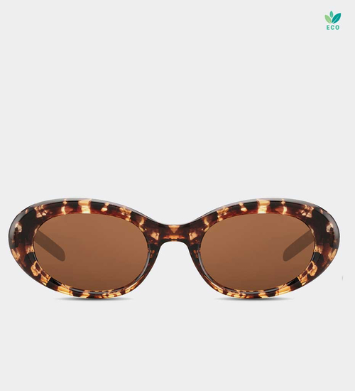 Owalne okulary przeciwsłoneczne retro UV400 panterka Diana Amber