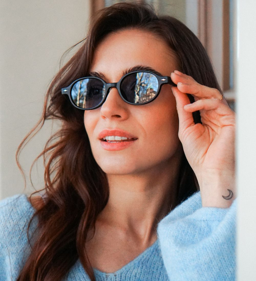 Okulary przeciwsłoneczne damskie owalne UV400 – Missisipi Black/Blue